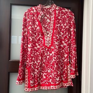 Tory Burch Red and Off white tunic size 2